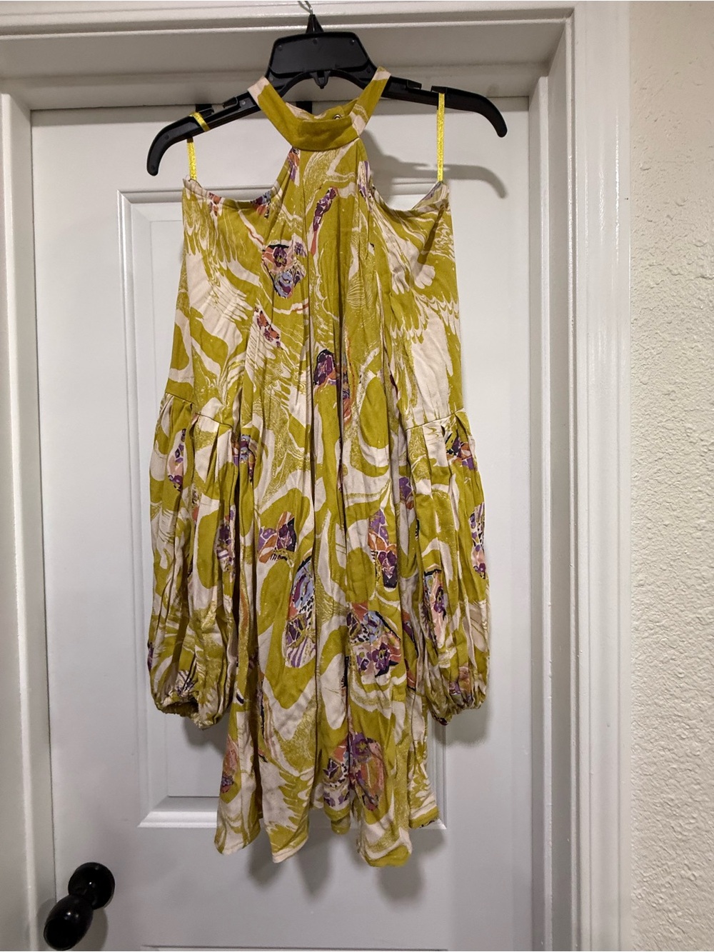 Free People Olive Green Abstract Print Long Sleeve Blouse - Picture 3 of 5